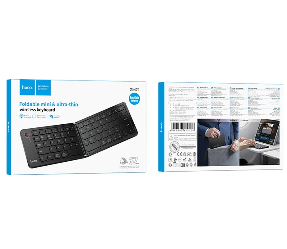 Tastatura Pliabila Bluetooth HOCO GM71 Foldable, Neagra