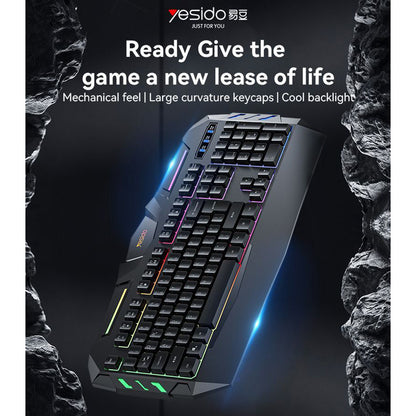 Tastatura Wireless Yesido KB21, RGB, 1.5m, Neagra