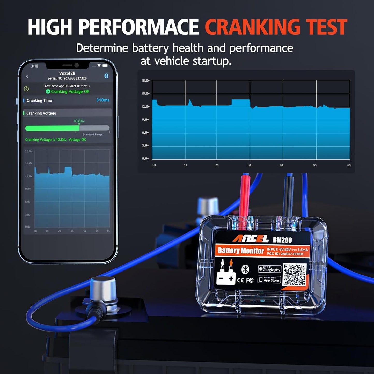 Tester Bluetooth Monitorizare Baterie Auto Ancel BM200