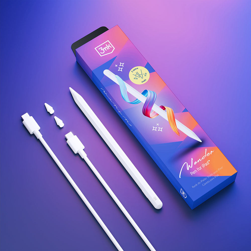 Touch Pen 3MK Wonder pentru Apple iPad, Versiune Activ, Alb