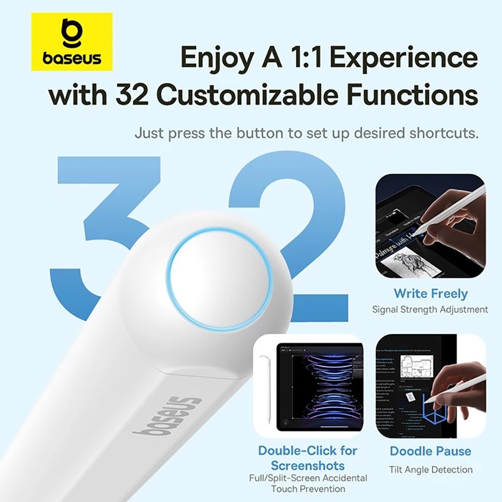 Touch Pen Baseus Smooth Writing 3 Series pentru Apple iPad, Versiune Wireless Activ, Alb P80080806213-00