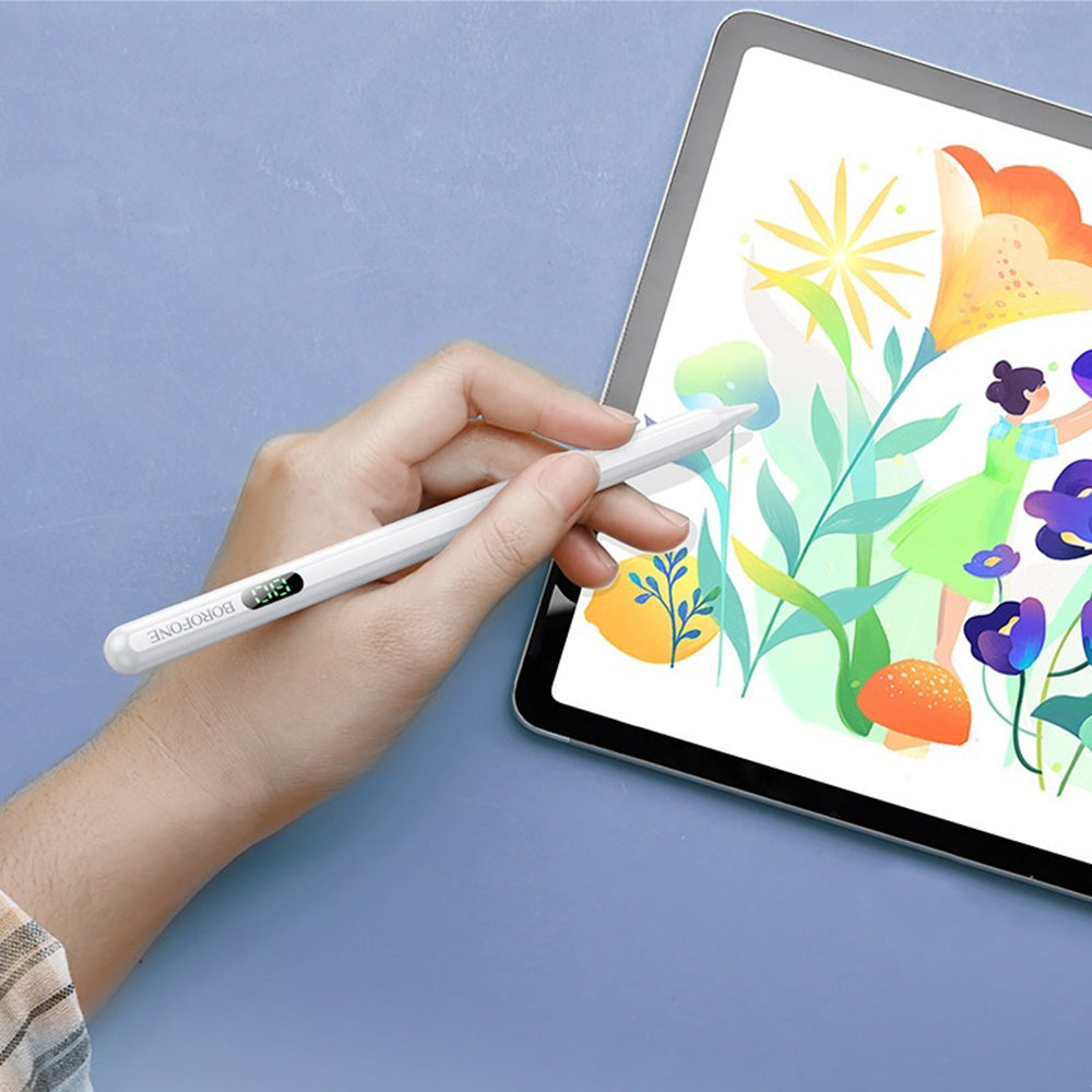 Touch Pen Borofone BG101 pentru Apple iPad Series, Versiune Activ, Alb