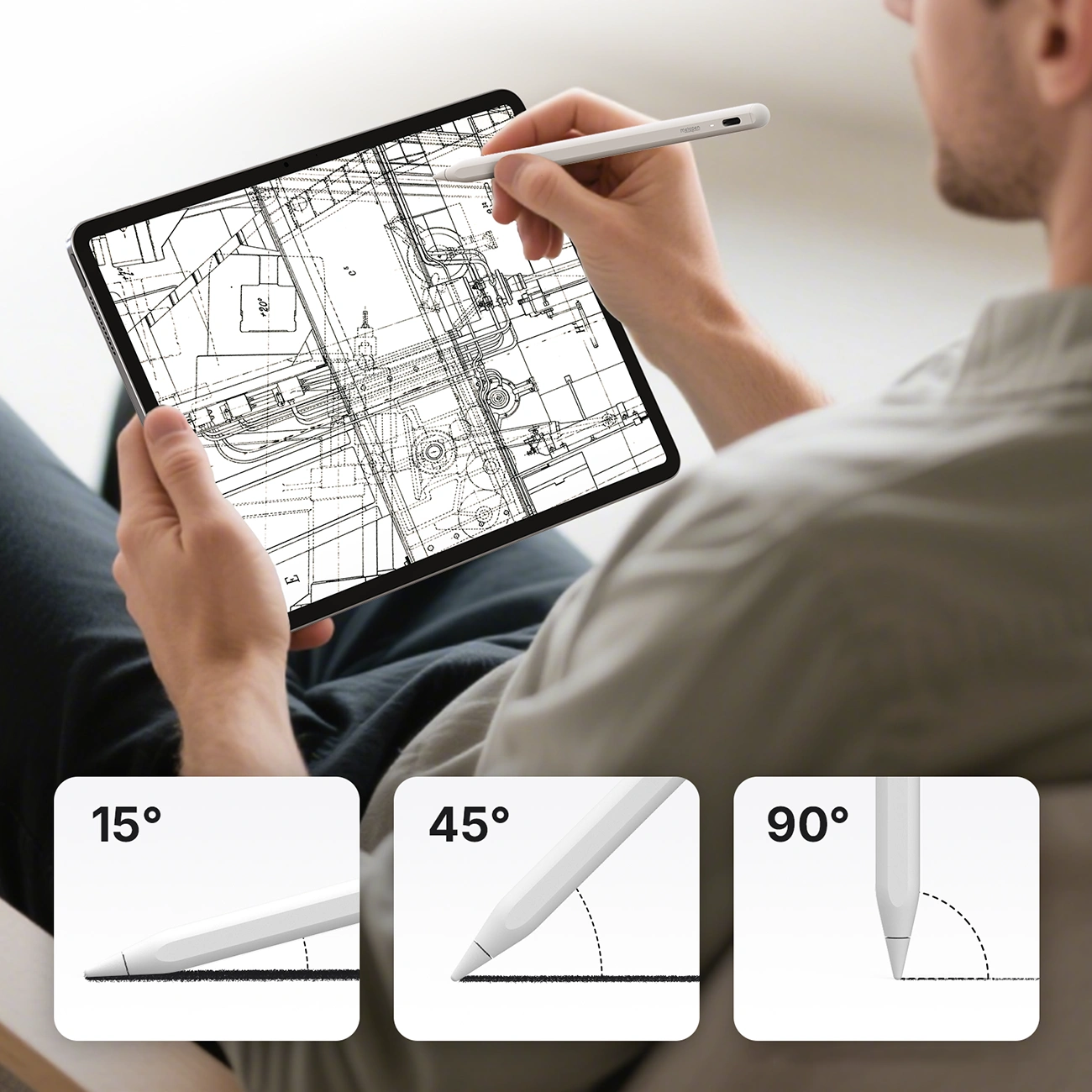 Touch Pen Metapen A8 pentru Apple iPad, Versiune Activ, Alb ME-APP152