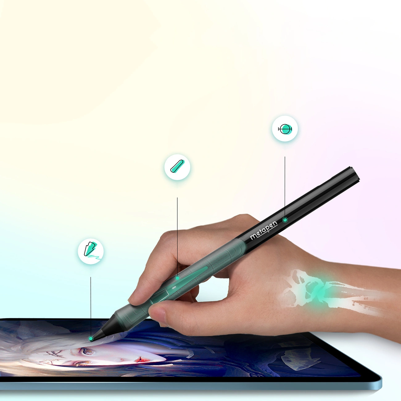 Touch Pen Metapen D1 pentru Apple iPad, Versiune Activ, Negru ME-APP452