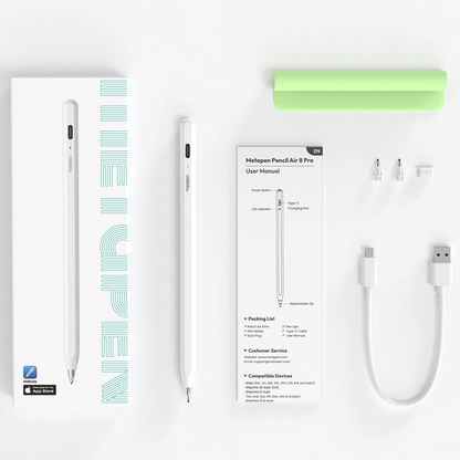 Touch Pen Metapen Air8 Pro pentru Apple iPad, Versiune Activ, Alb ME-APP172