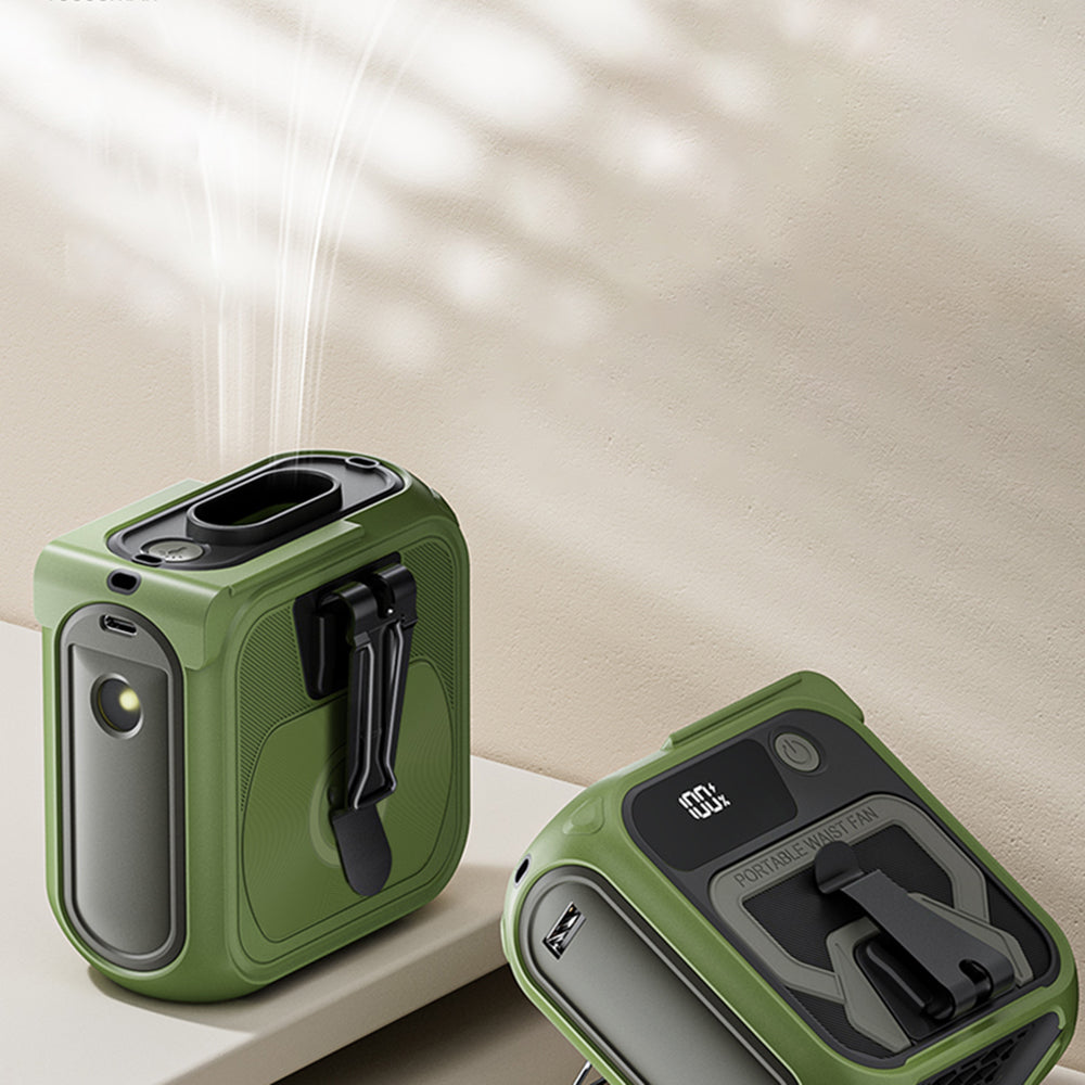 Ventilator Portabil Techsuit Z13 cu baterie externa 10000mAh, Verde
