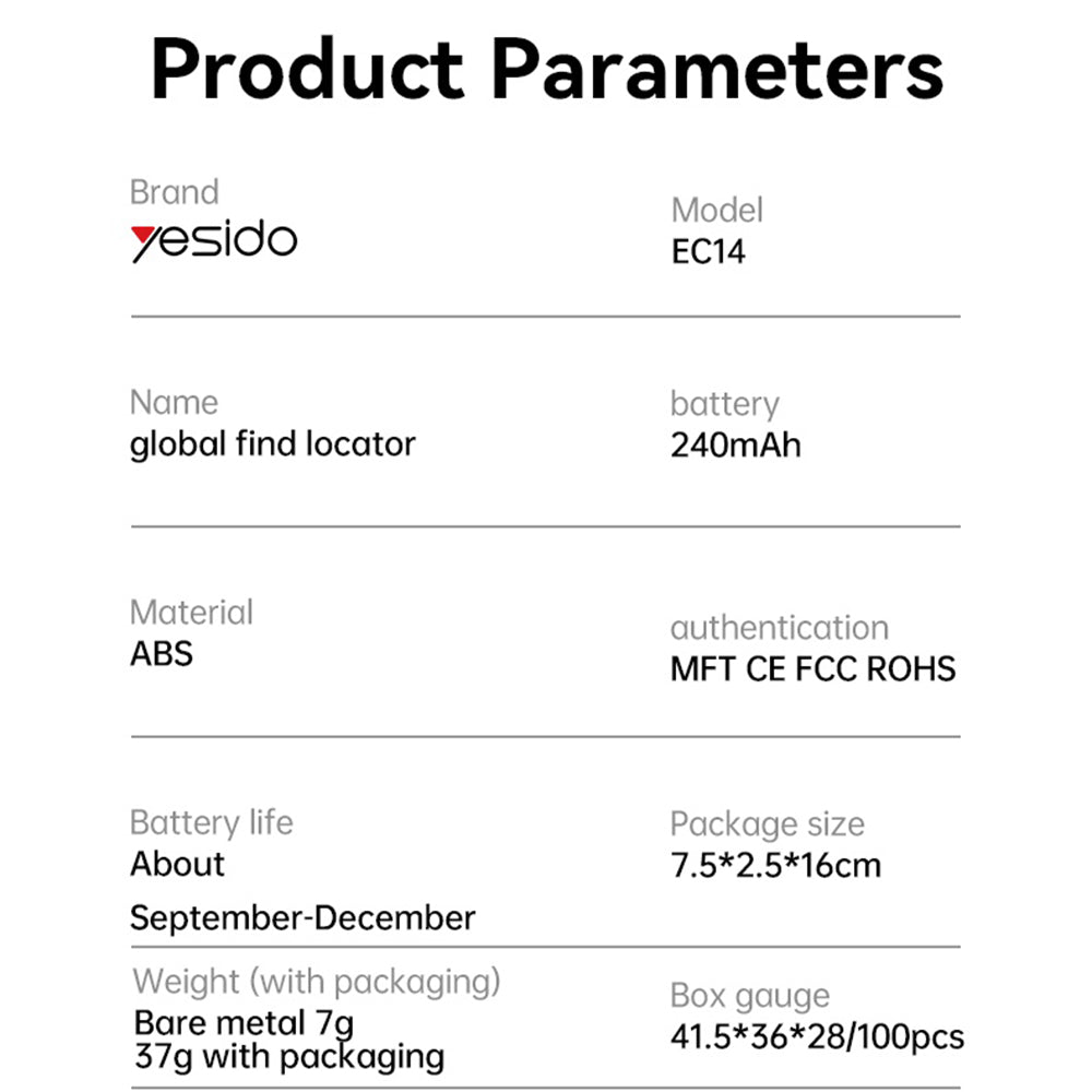 Yesido SmartTag EC14 pentru iOS Series, Alb