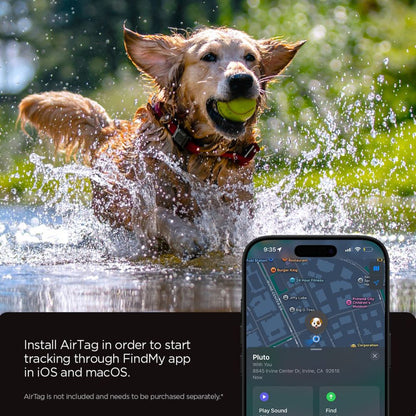 Zgarda Animal Companie cu Suport Spigen Tough Armor pentru Apple AirTag, Neagra